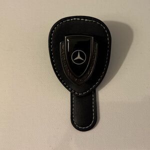 Mercedes Benz Sunglass Holder for Car with Logo Black PU Leather NWT